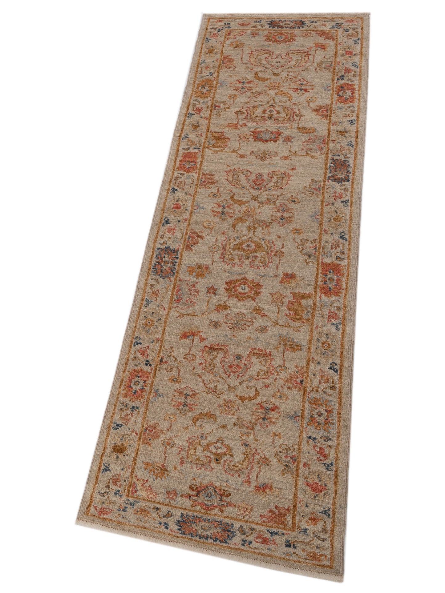 Angora Oushak 148037 Ivory Ivory 2.6x9.6 Hand Knotted Rug