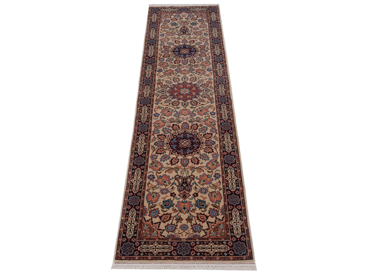 Crown 147784 Ivory Black 2.8x9.9 Hand Knotted Rug