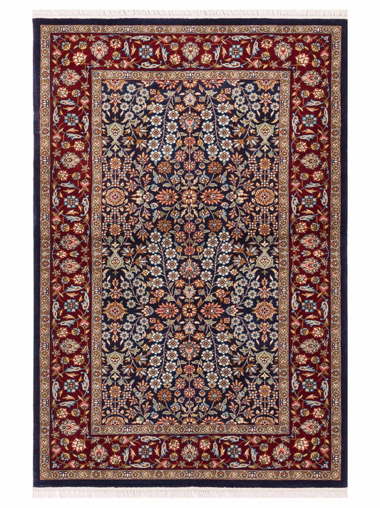 Pasha Pure Silk  Navy Red Traditional