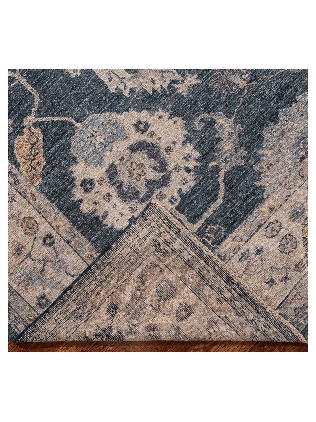 Angora Oushak 156149 Blue Ivory 9x11.9 Hand Knotted Rug