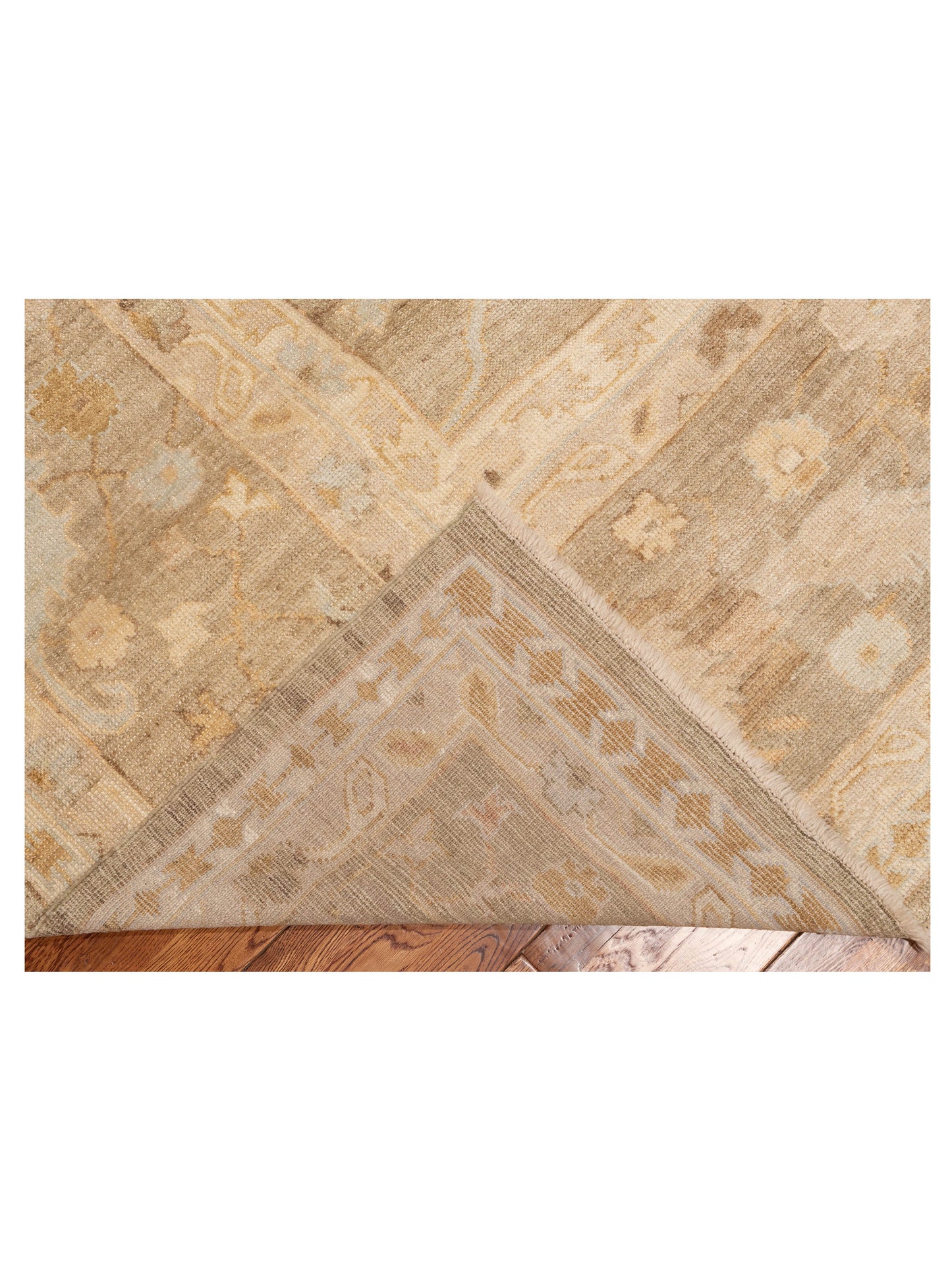 Angora Oushak 129081 Green Brown 14.6x17.11 Hand Knotted Rug