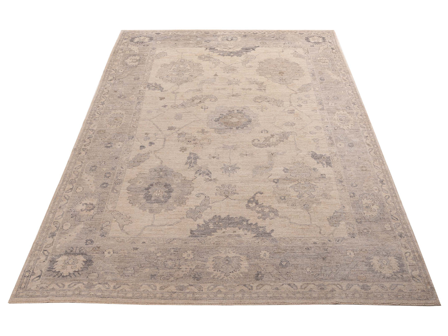 Angora Oushak 156159 Ivory Gray 10x14 Hand Knotted Rug