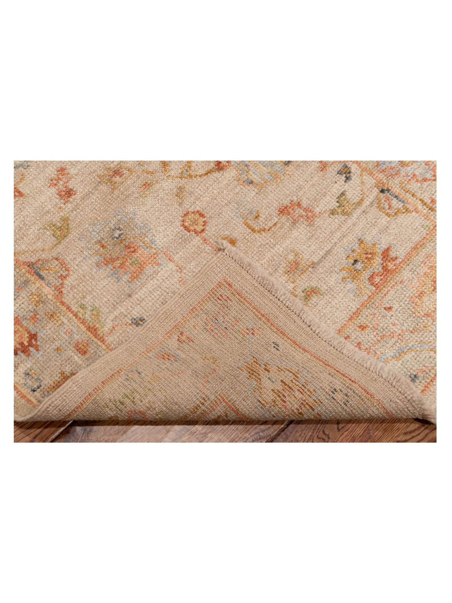 Angora Oushak 149583 Ivory Silver 2.6x15.2 Hand Knotted Rug