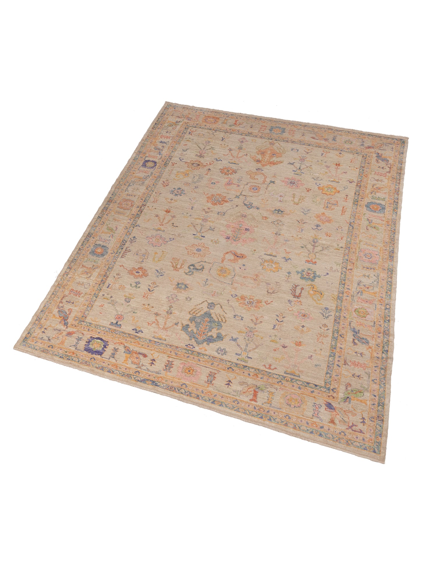 Angora Oushak 150469 Beige Beige 9.9x13.5 Hand Knotted Rug
