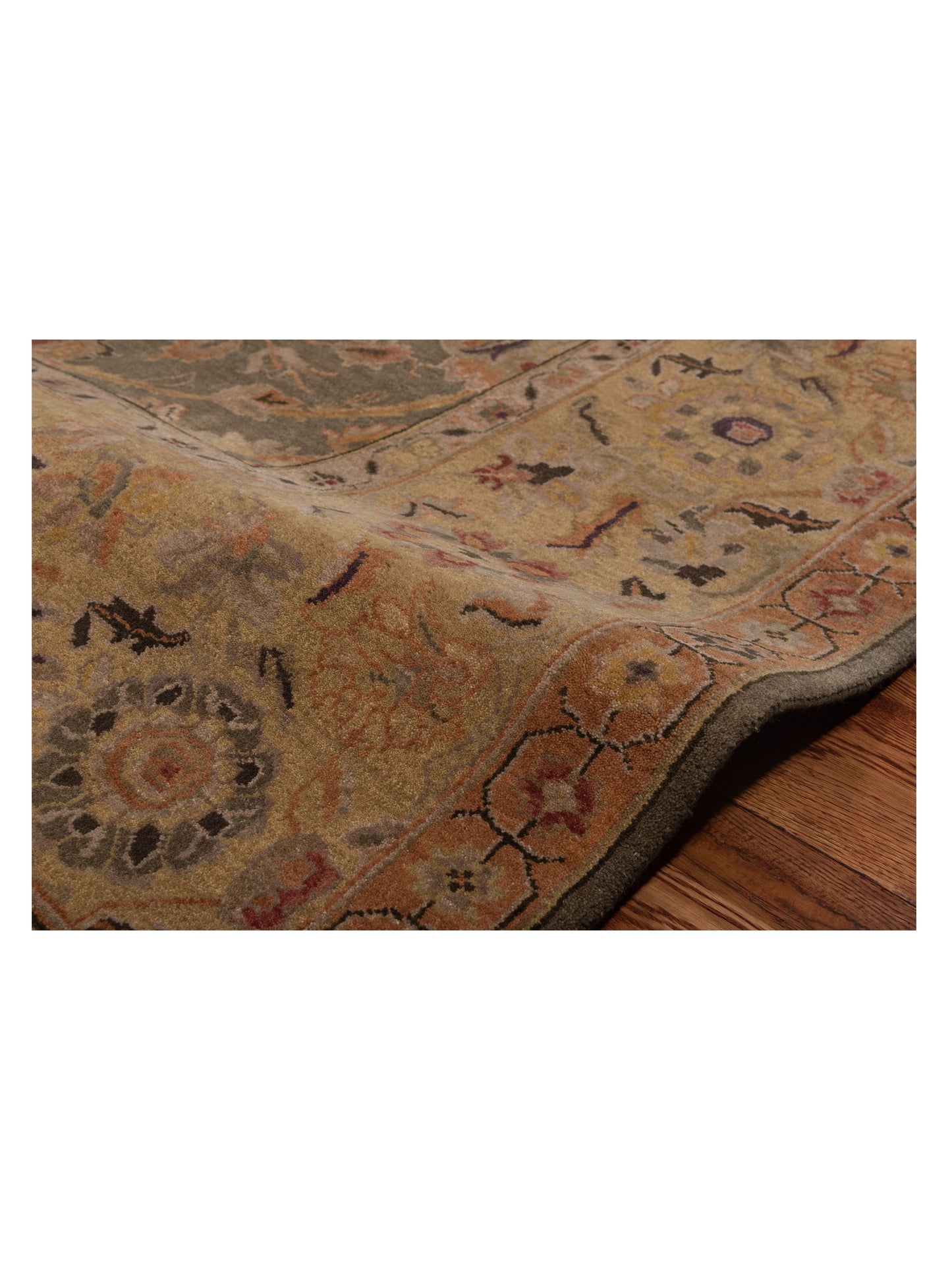 Crown 82692 Silver Green Gold 8.2x10.1 Hand Knotted Rug