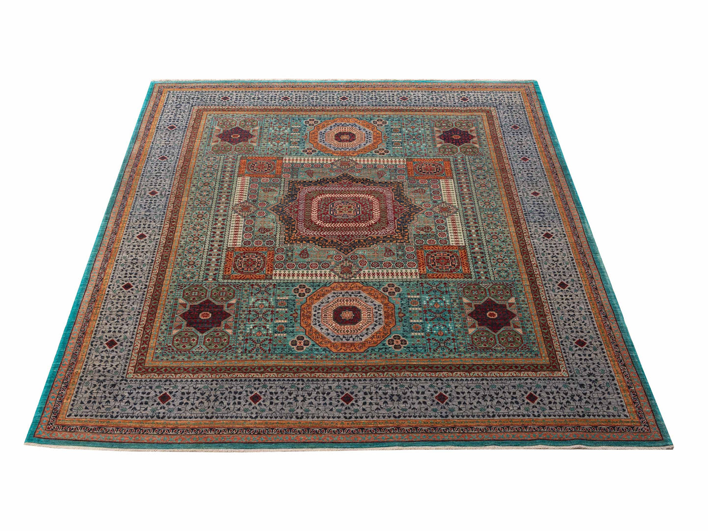 Artisan Mamluk 154625 Blue Gray 8.4x9.9 Hand Knotted Rug
