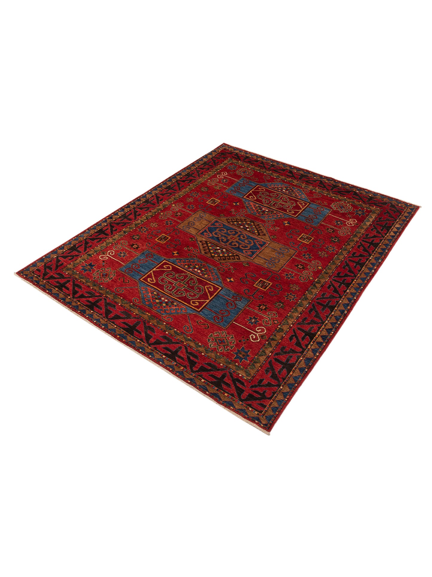 Artisan Kazak 151864 Red Red 8x9.9 Hand Knotted Rug