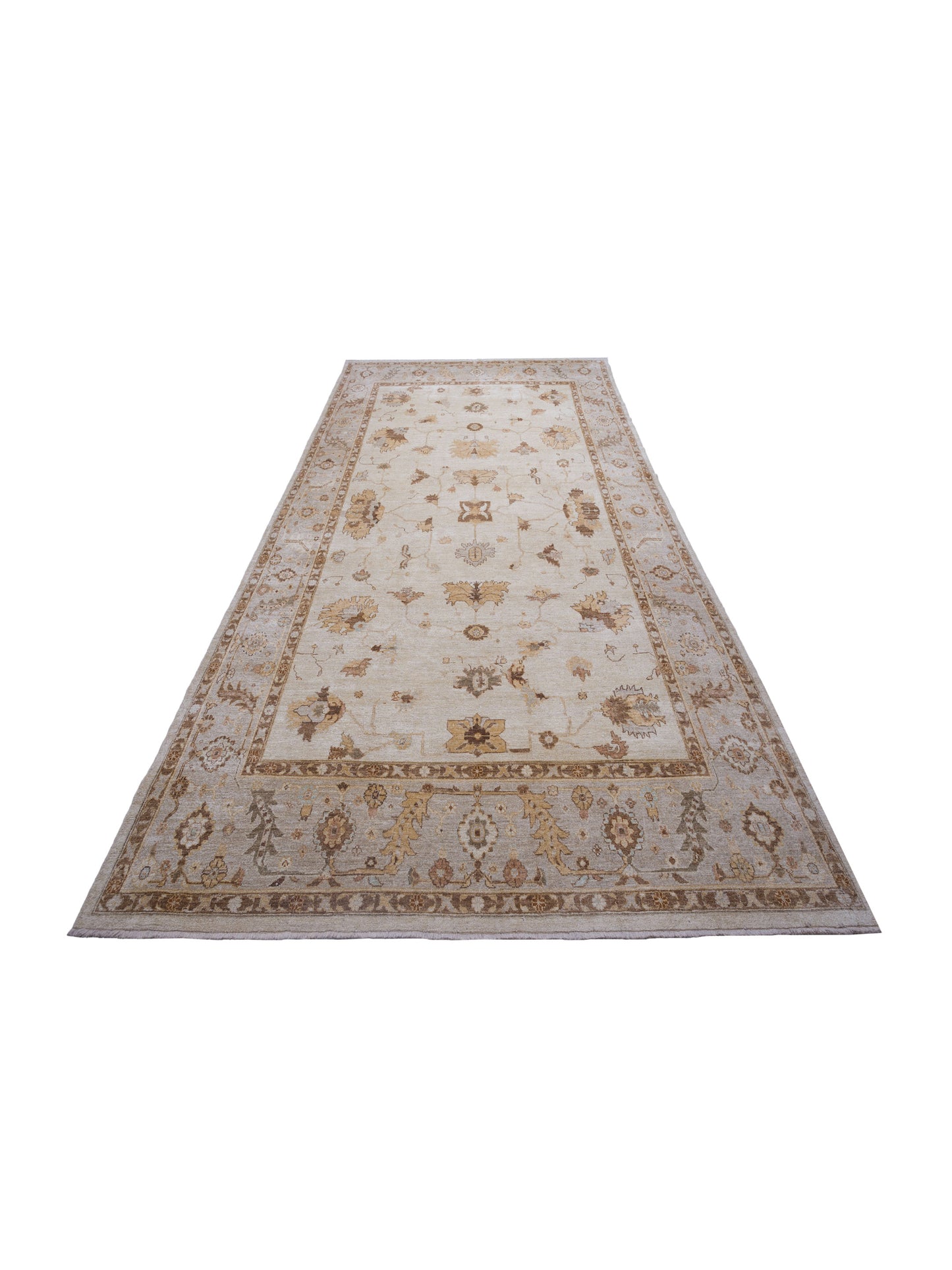 Angora Oushak 126678 Ivory Silver 11.10x18 Hand Knotted Rug