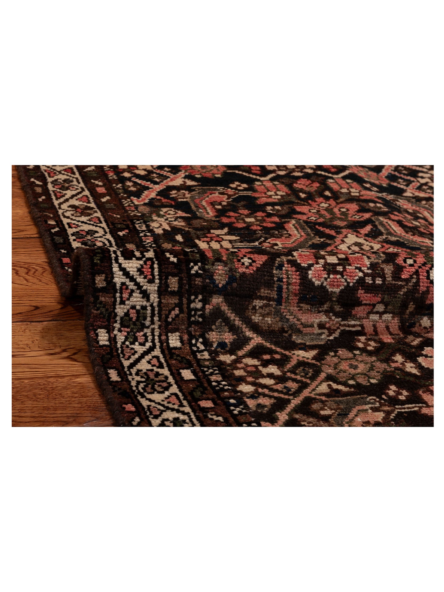 Persian 81187 Dark Brown Ivory 2.8x9.4 Hand Knotted Rug