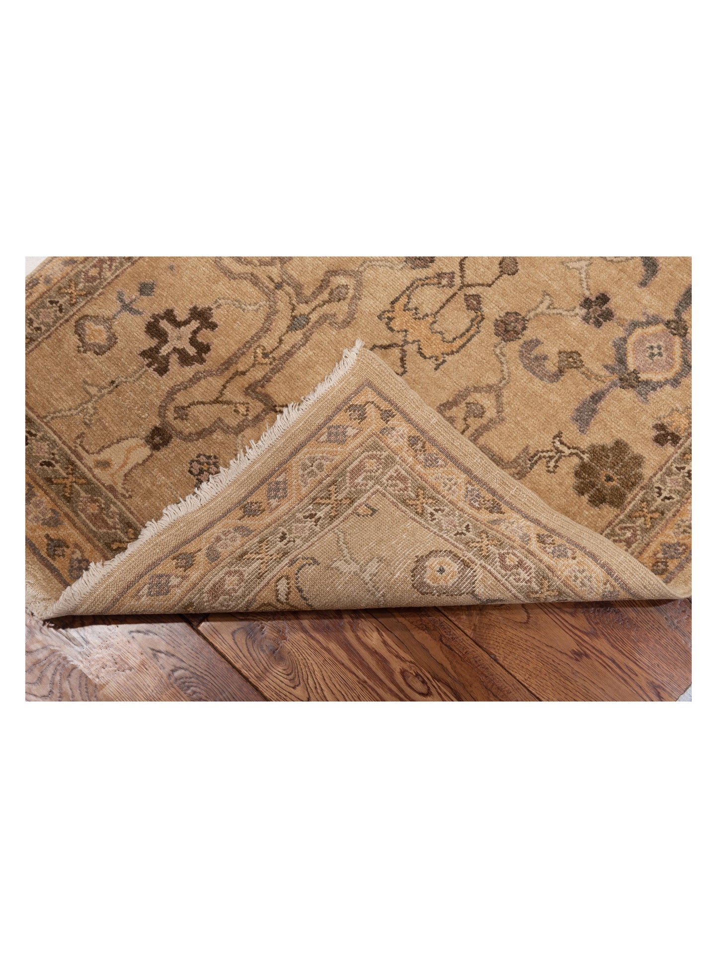 Turkish Elvan Gufte Light Brown Gold 2.11x8.11 Hand Knotted Rug