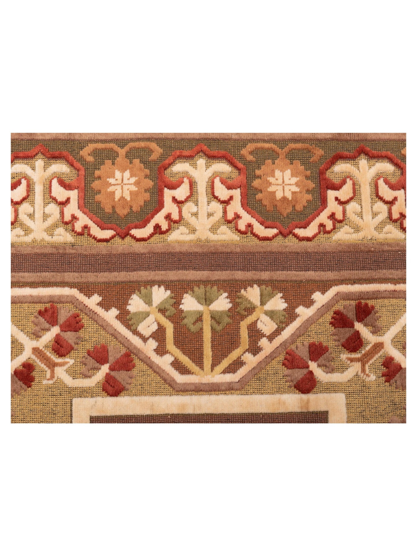 Milas 146213 Brown Green 5.3x8.3 Hand Knotted Rug