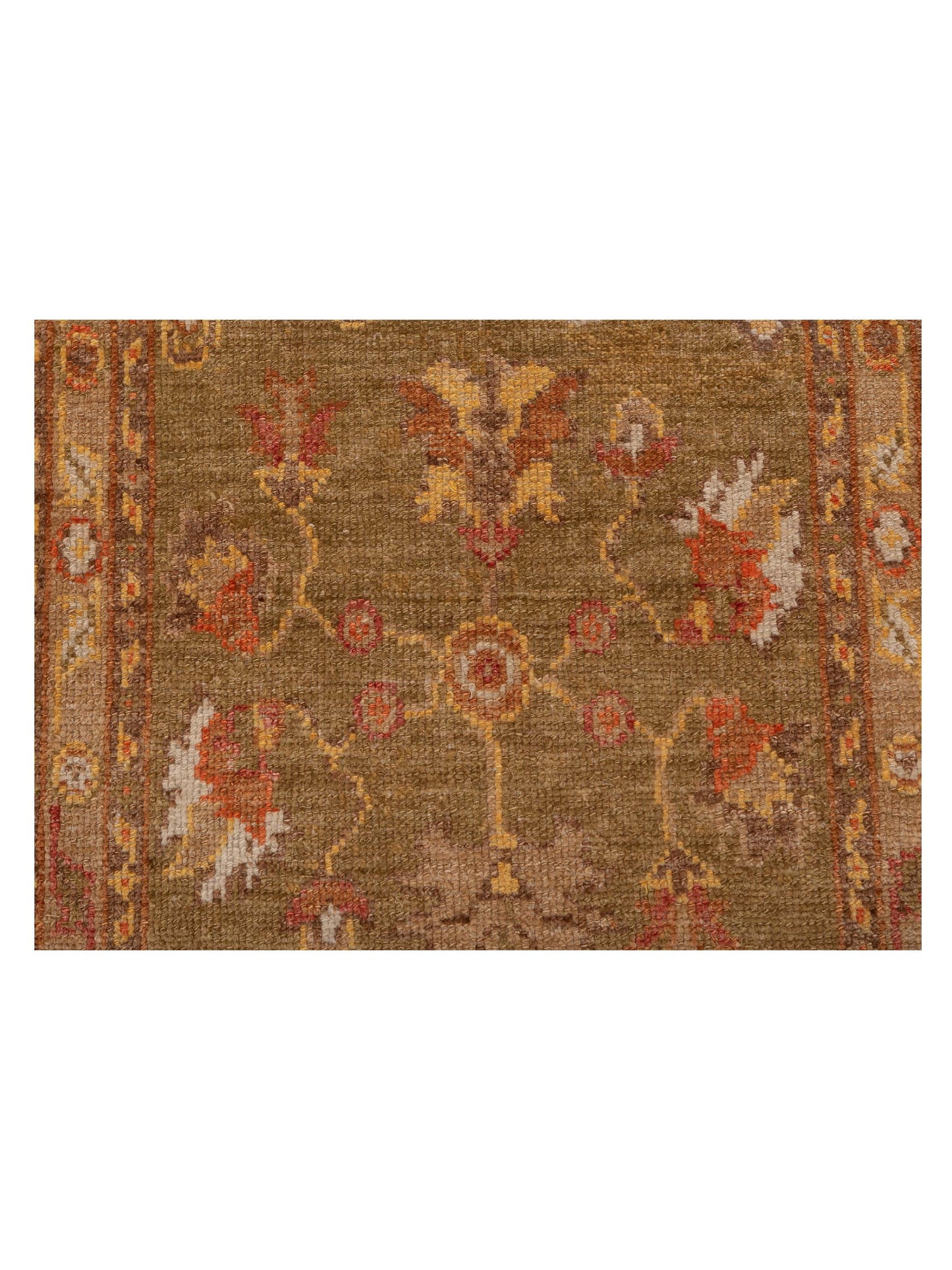 Angora Oushak 108978 Green Light Brown 2.7x12 Hand Knotted Rug