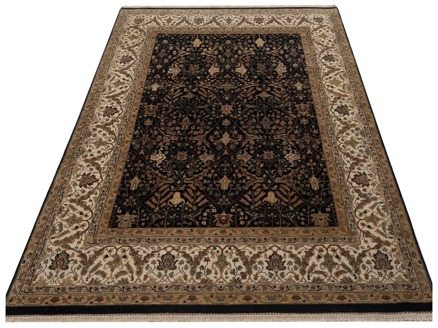 Platinum 115024 Navy Ivory 7.11x10.1 Hand Knotted Rug