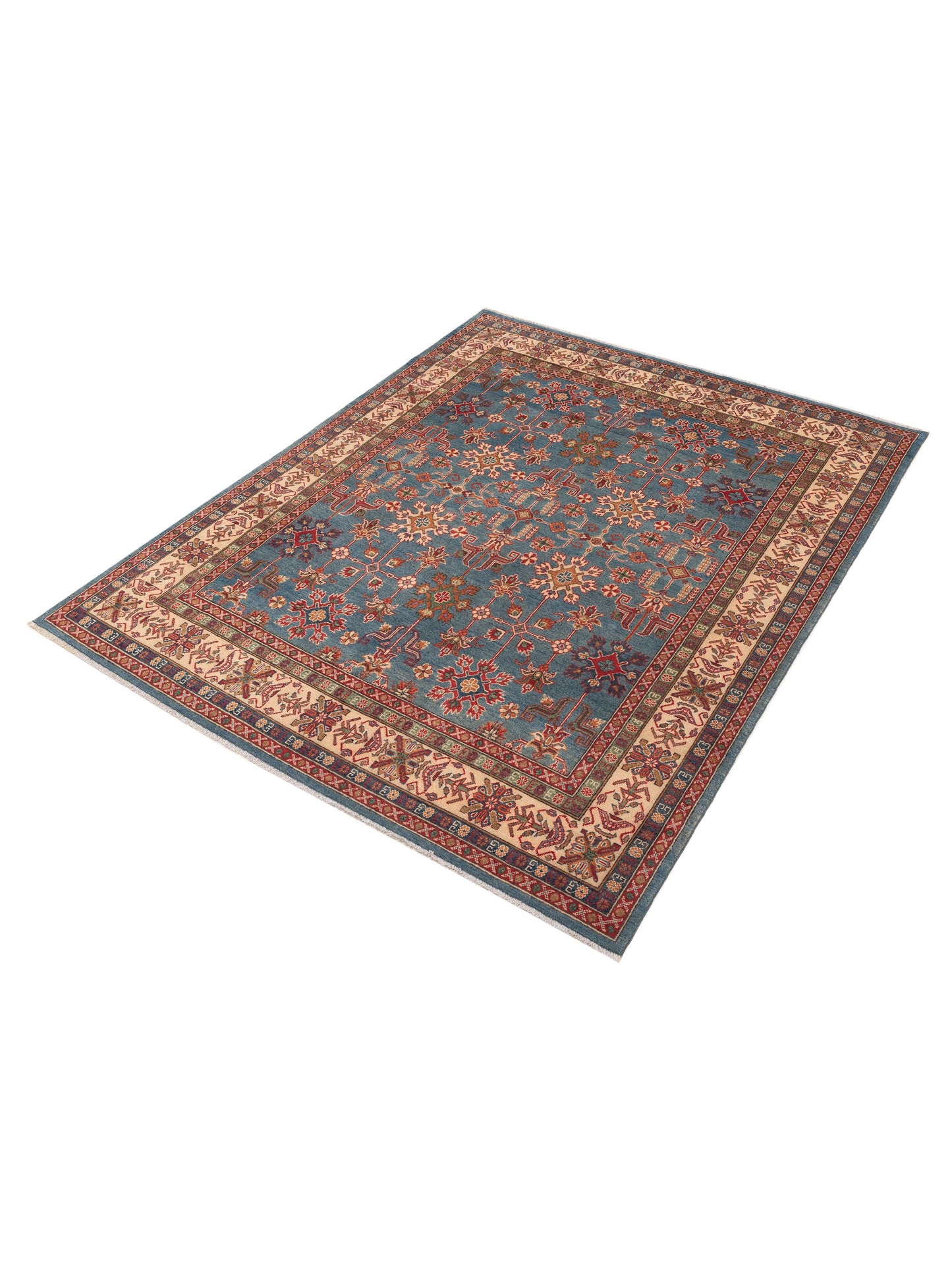 Kazak 151932 Blue Ivory 7.10x9.8 Hand Knotted Rug