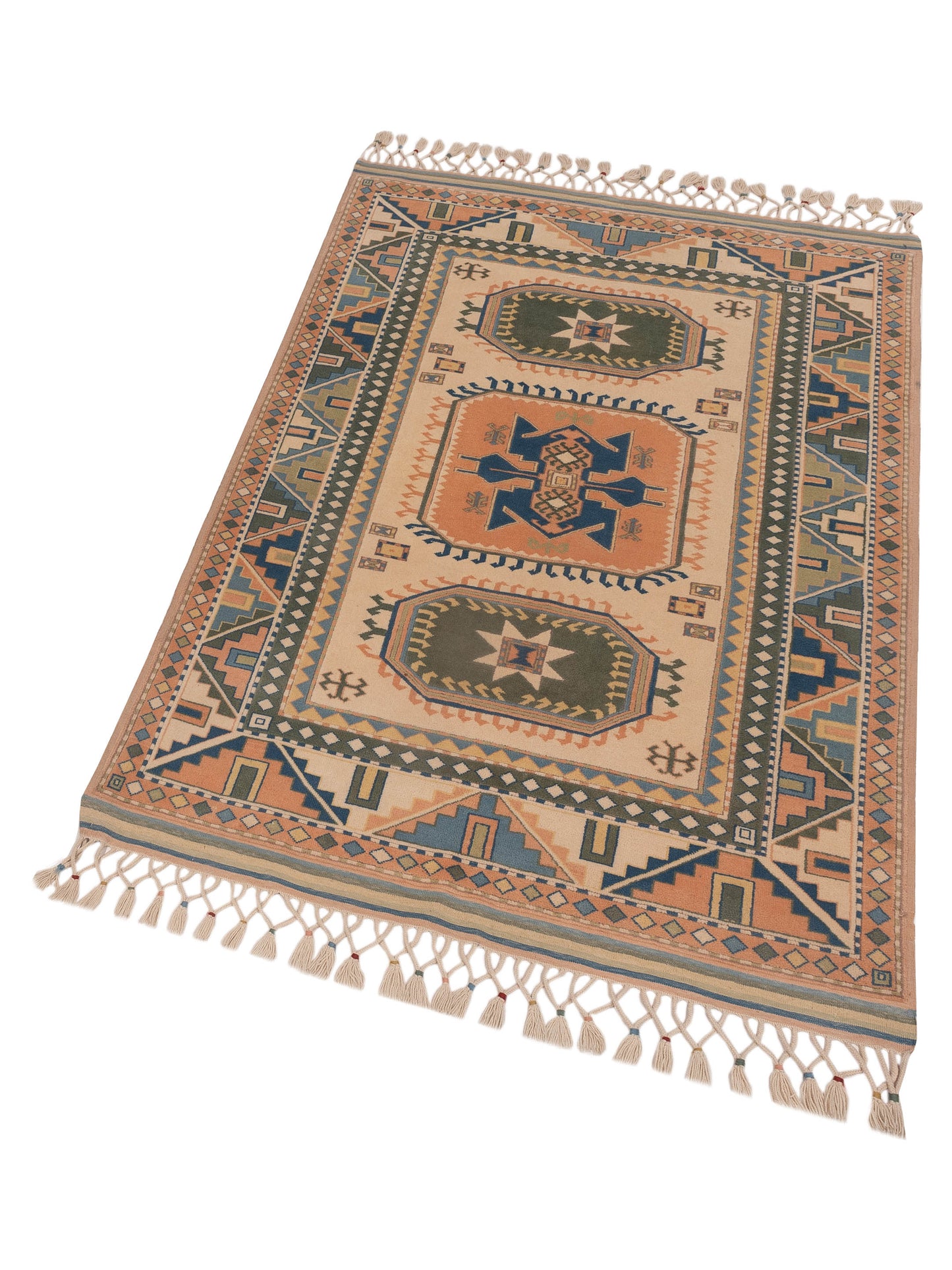Old Anatolian 108275 Ivory Pink 4.2x5.10 Hand Knotted Rug
