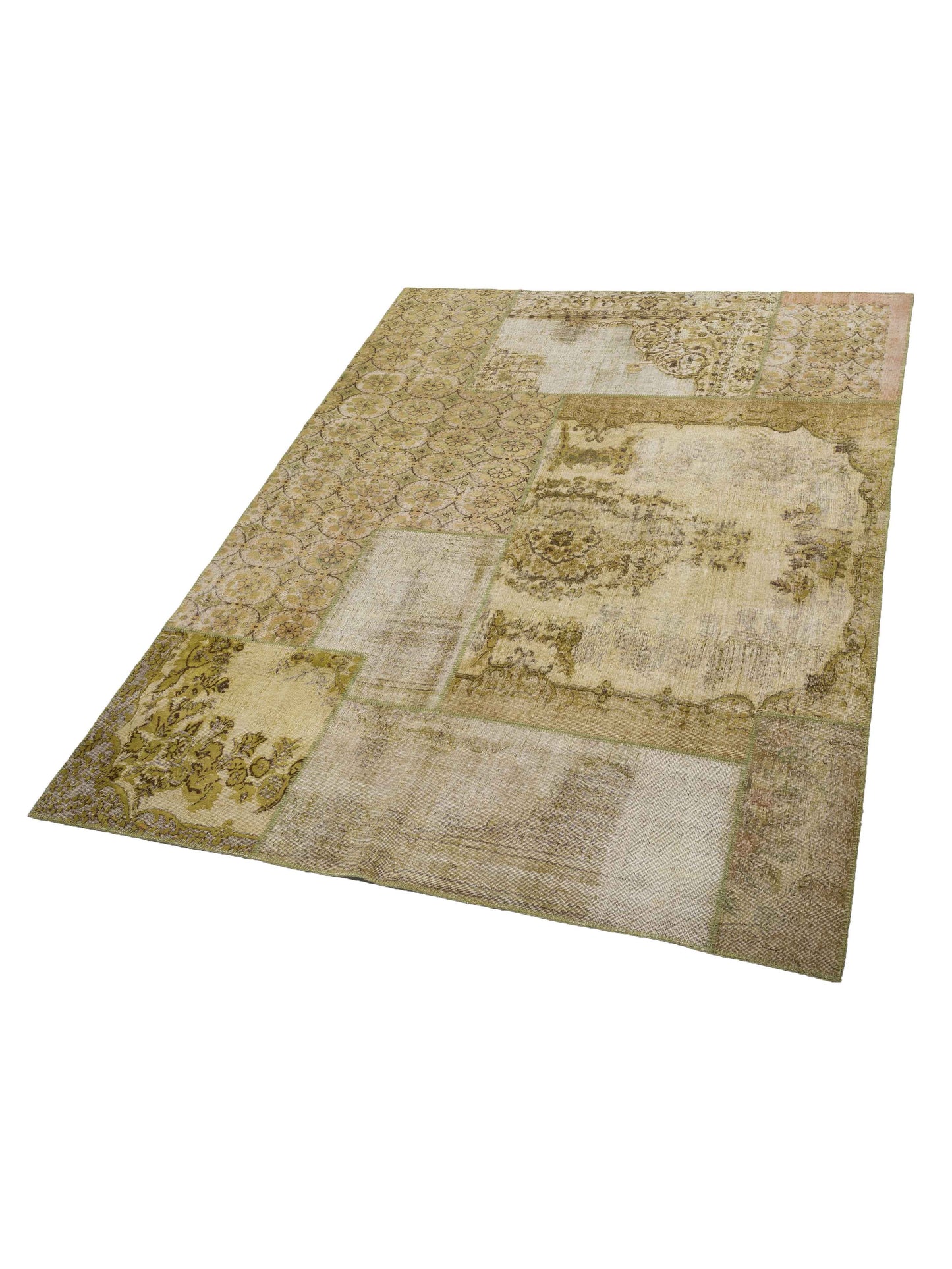 Turkish Vestige Patchwork 130952 Light Green 9x12 Hand Knotted Rug