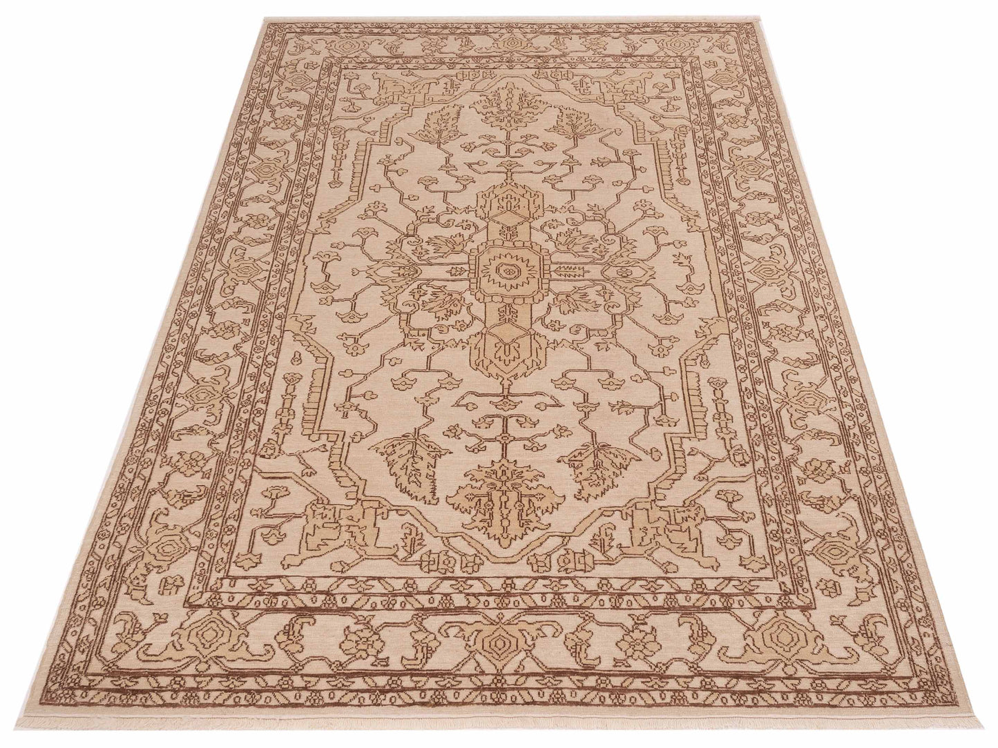 Defne Agate Ivory Brown 6.5x9.1 Hand Knotted Rug