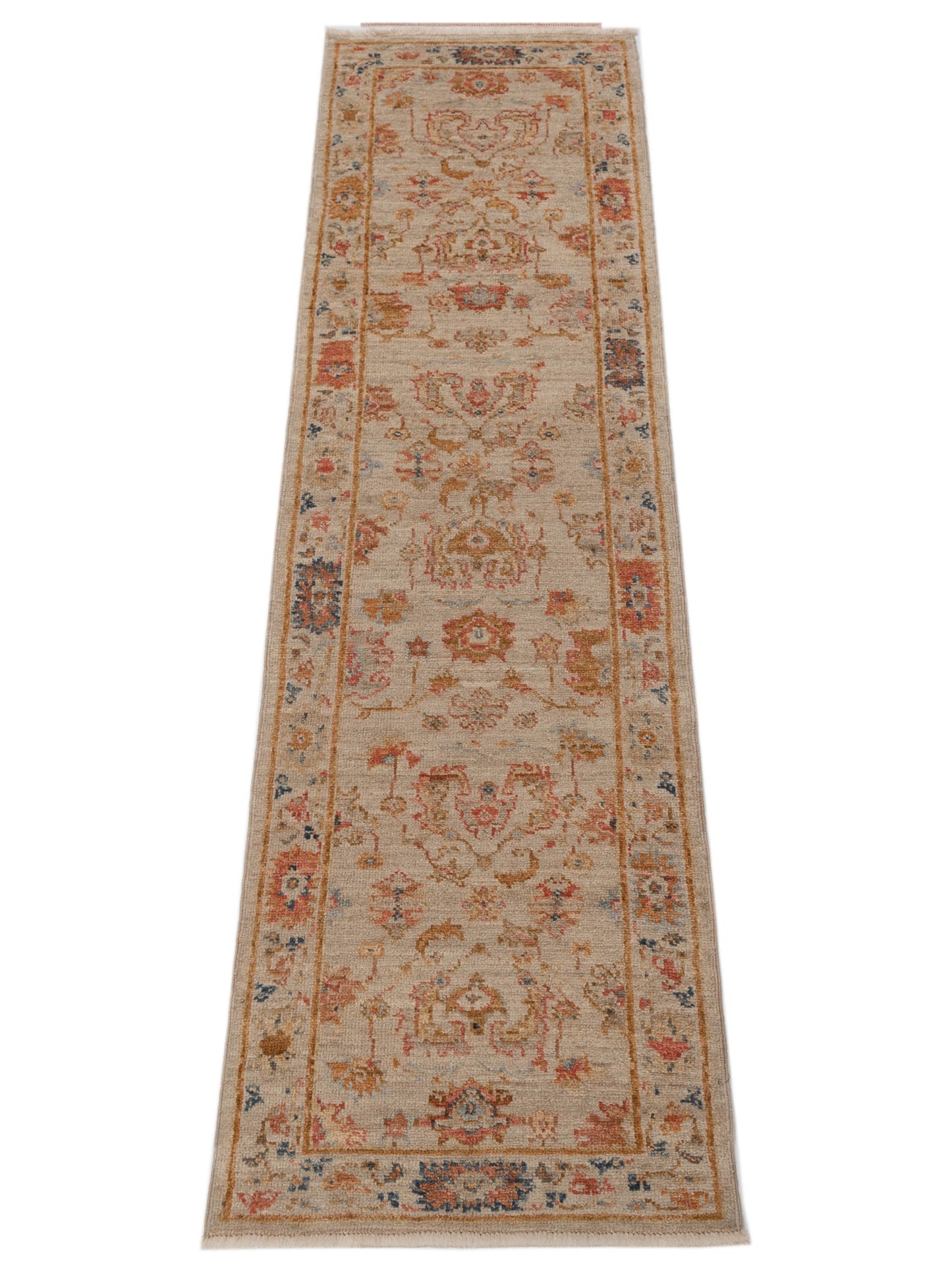 Angora Oushak 148037 Ivory Ivory 2.6x9.6 Hand Knotted Rug