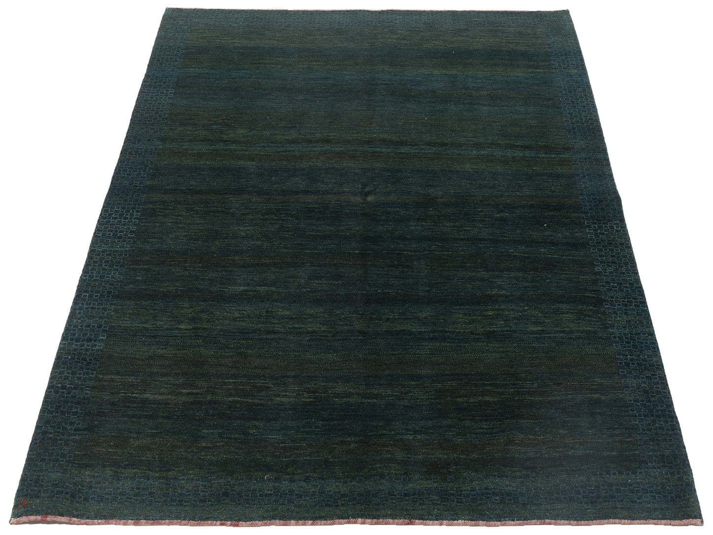 Modern Gabbeh 90383 Teal Teal 6.9x8 Hand Knotted Rugs