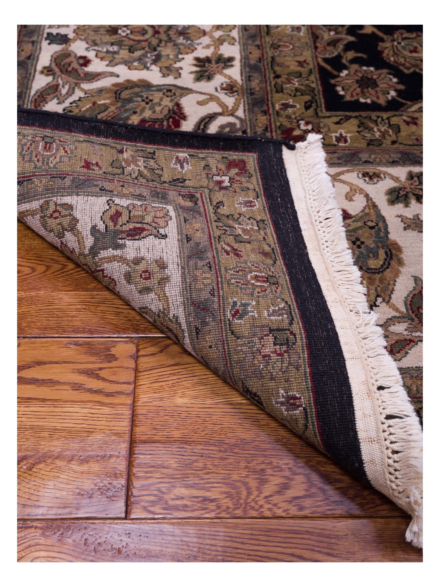 Crown 109402 Black Ivory 10.3x14.4 Hand Knotted Rug