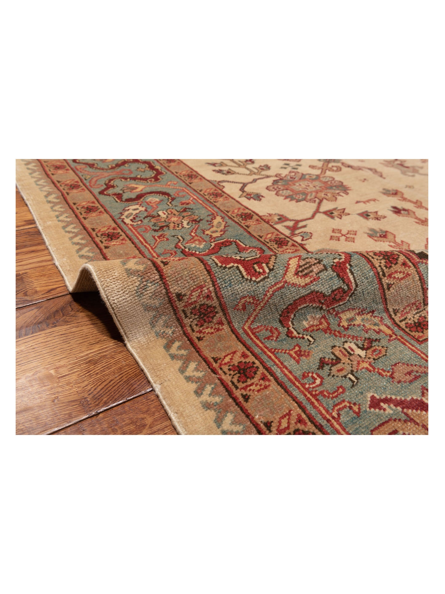 Antique Loom 147366 Ivory Blue 8.6x10 Hand Knotted Rug
