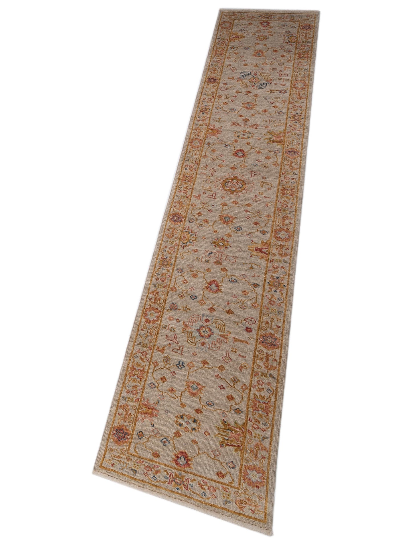 Angora Oushak 146502 Ivory Silver 2.7x13.6 Hand Knotted Rug
