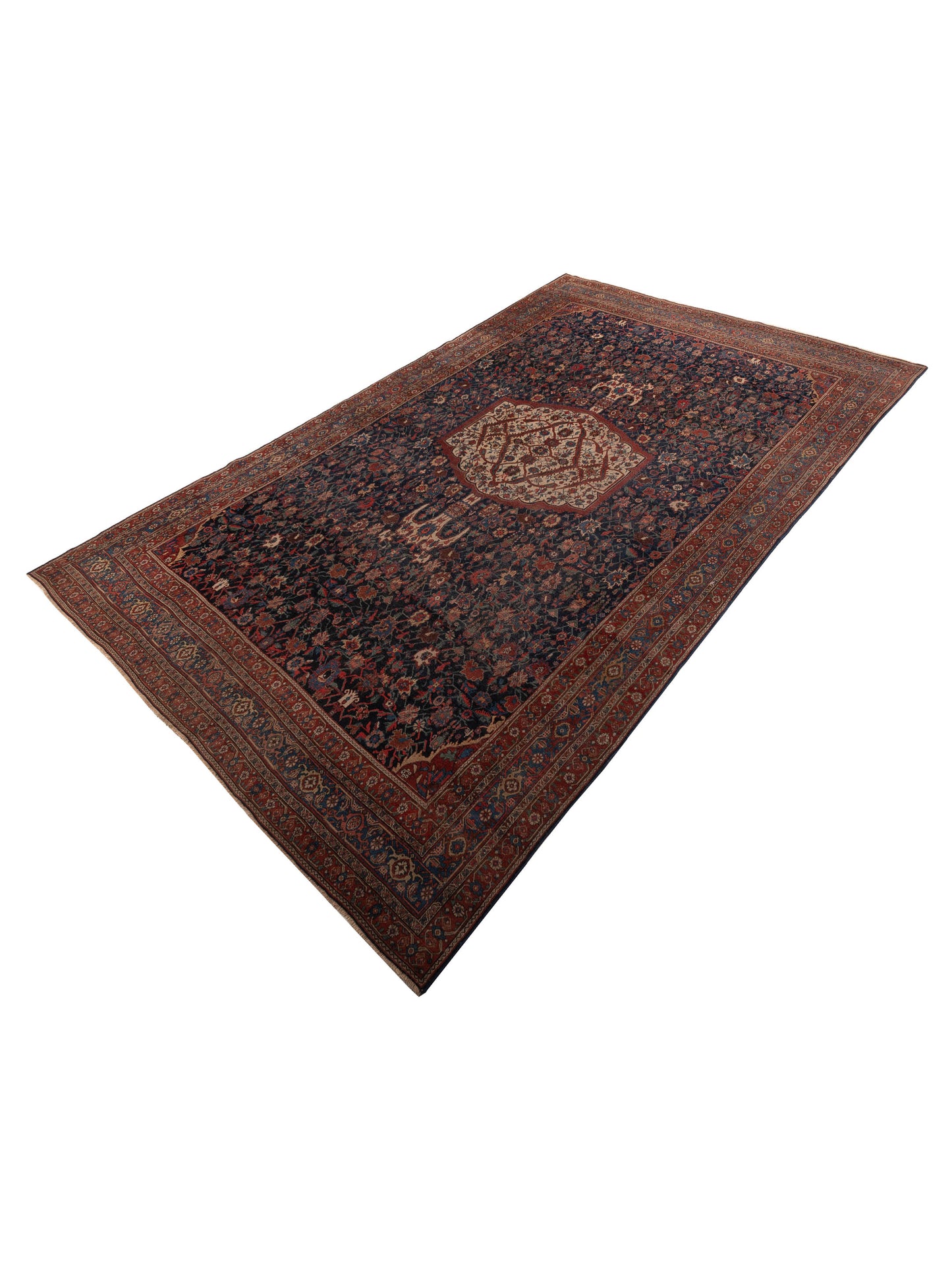Persian Antique 125869 Blue Red 10.8x17.7 Hand Knotted Rugs