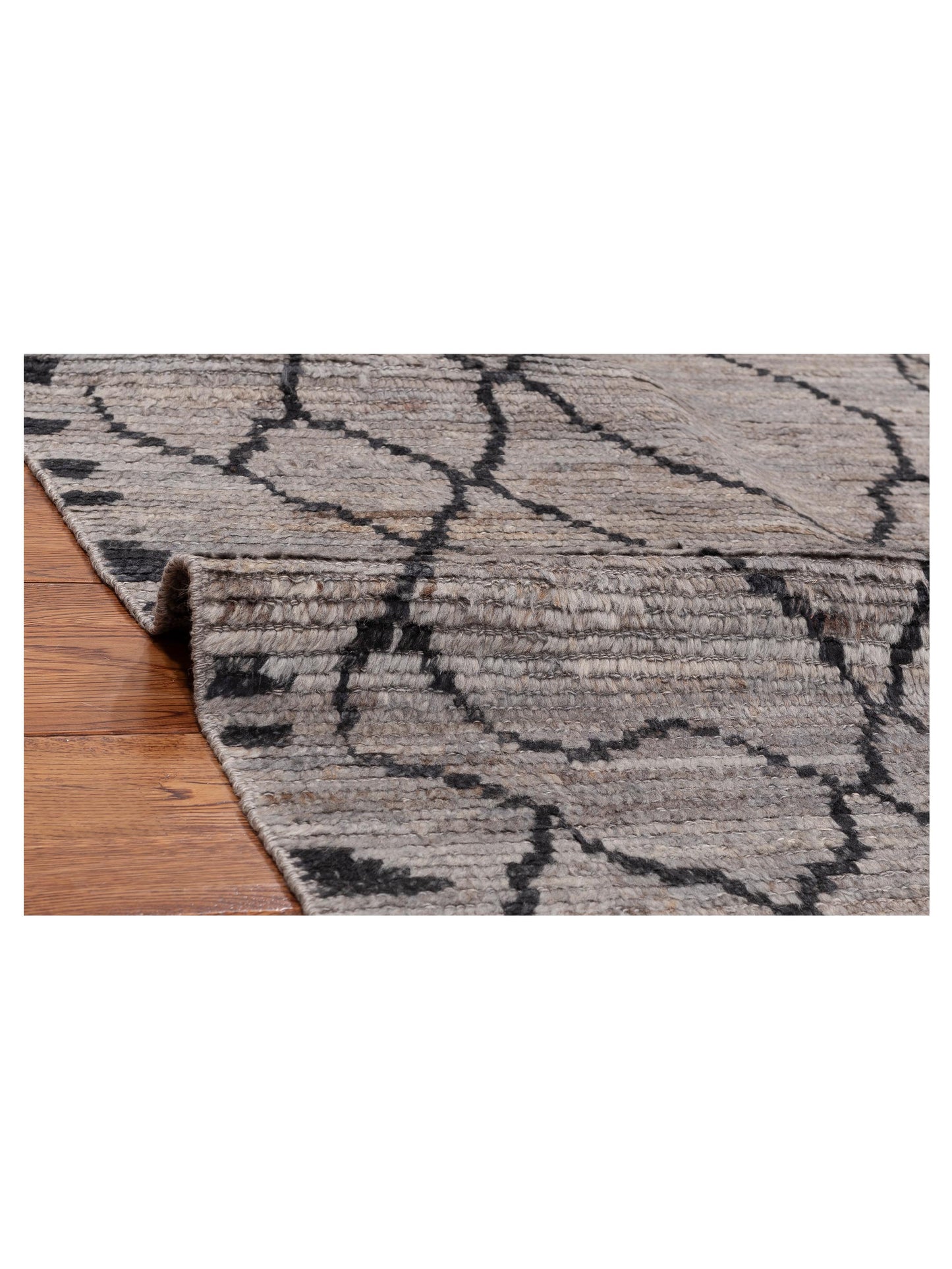 Berber Aspendos Gray Black 6.7x9.8 Hand Knotted Rug