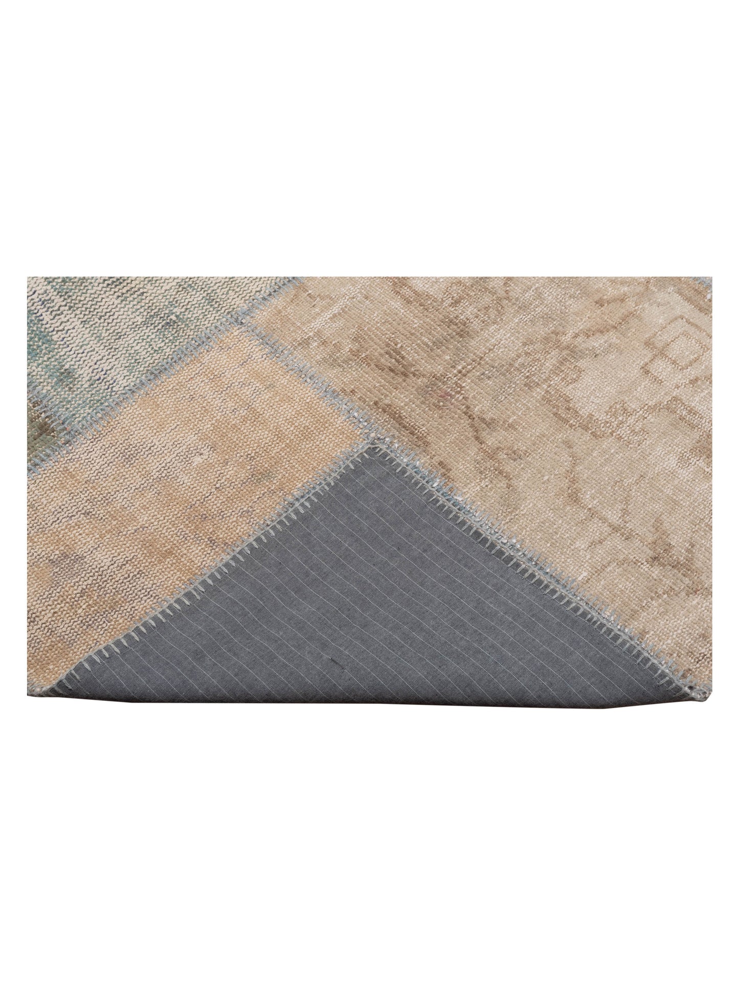 Turkish Vestige Patchwork 111912 Ivory Blue 9.8x13.2 Hand Knotted Rug
