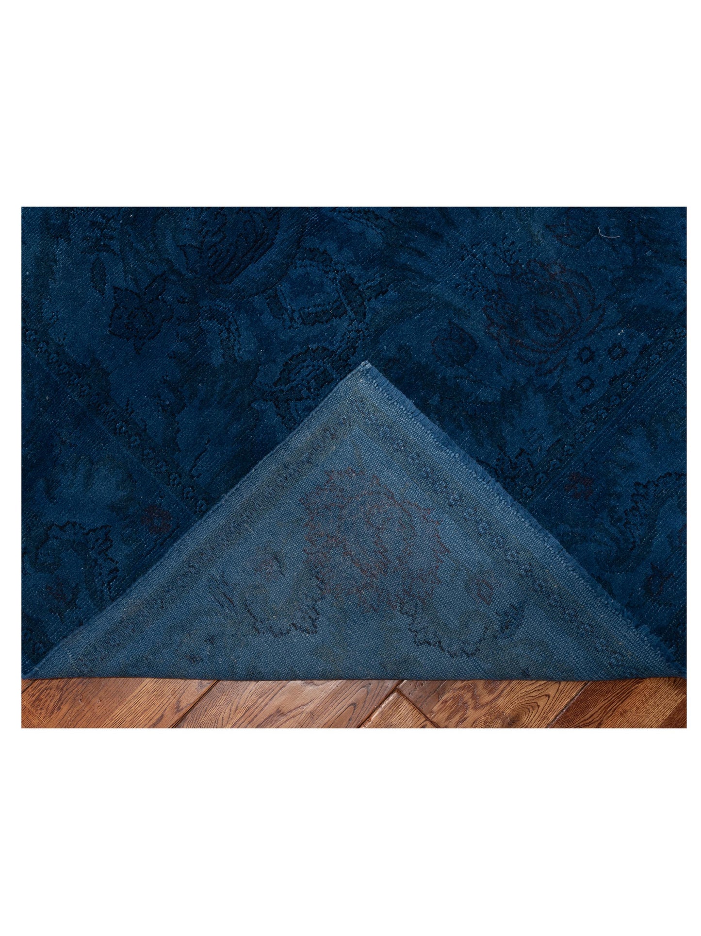 Vintage 112166 Dark Blue 12.3x14.9 Hand Knotted Rug