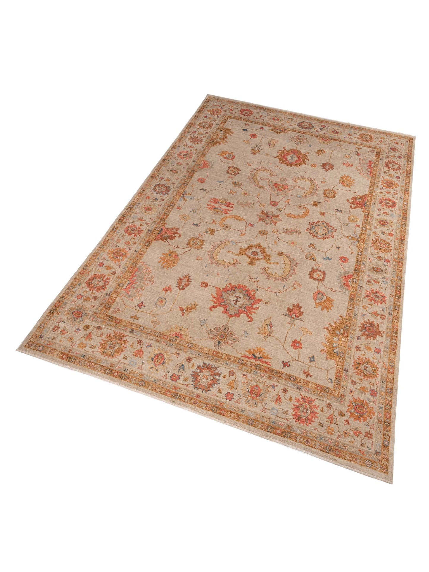 Angora Oushak 145820 Ivory Ivory 12.3x18.1 Hand Knotted Rug