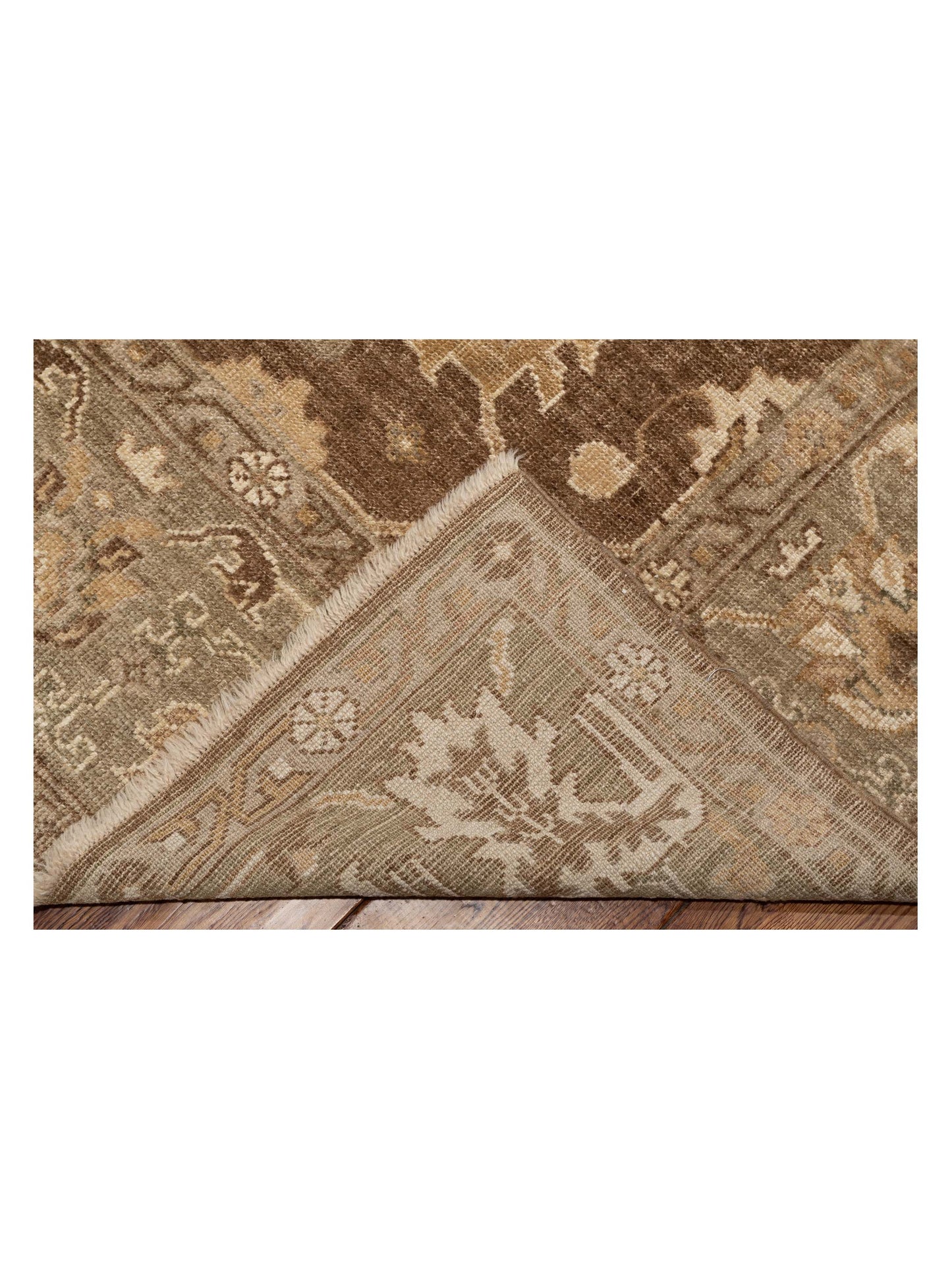 Angora Oushak 129147 Brown Green 9.4x11.4 Hand Knotted Rug