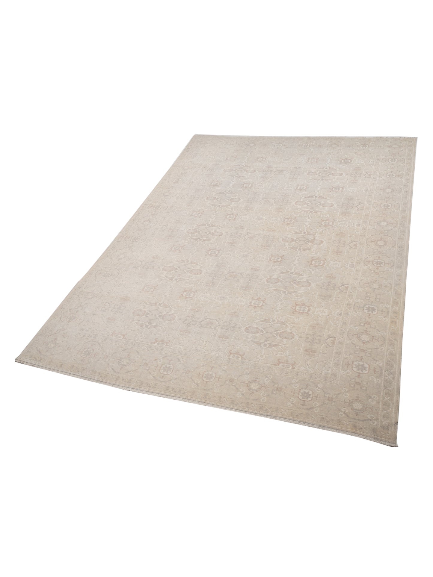 Vintage 122720 Ivory 10.2x13.8 Hand Knotted Rug