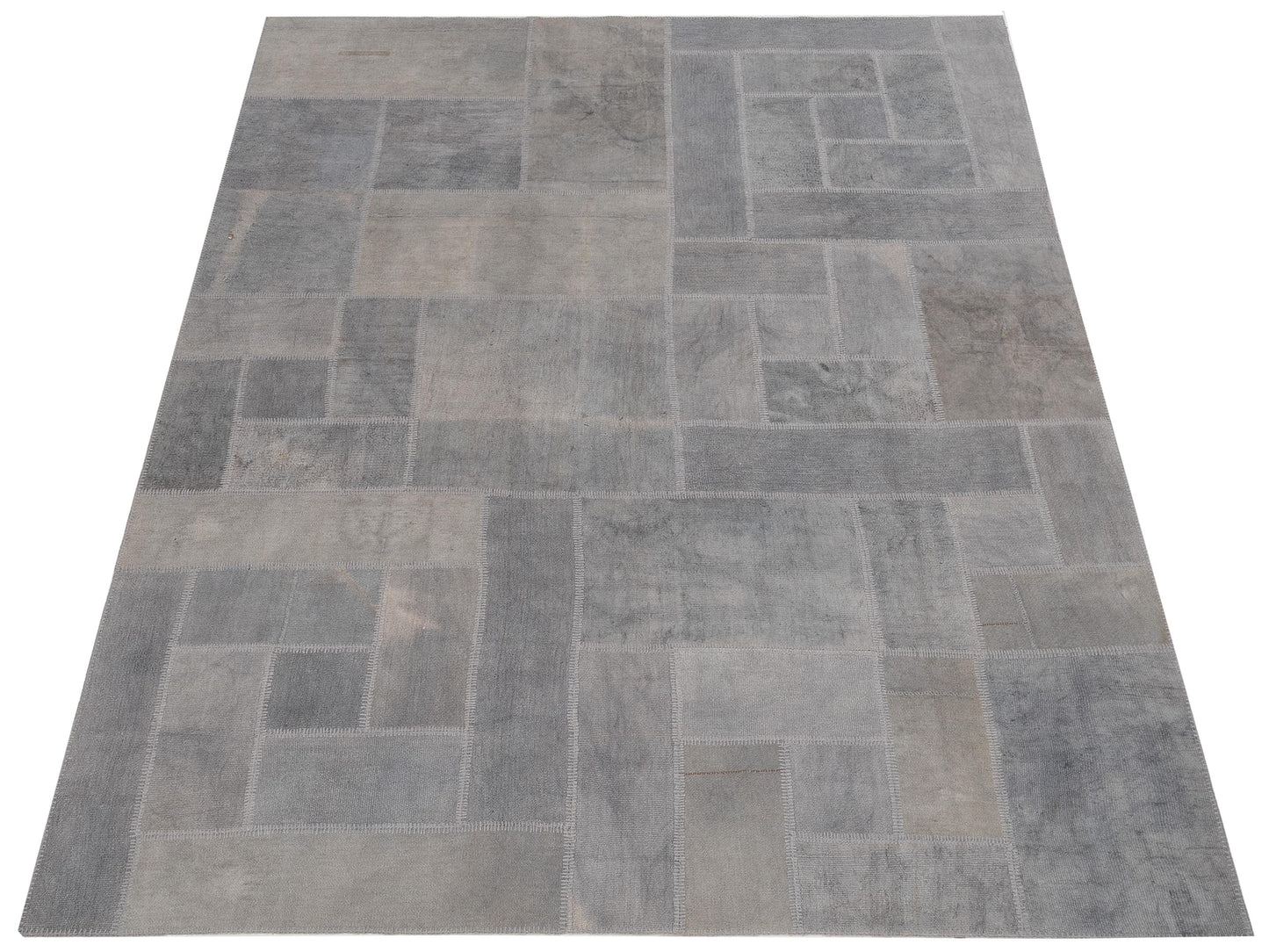 Turkish Vestige Patchwork 127781 Light Gray 8.11x11.6 Hand Knotted Rug