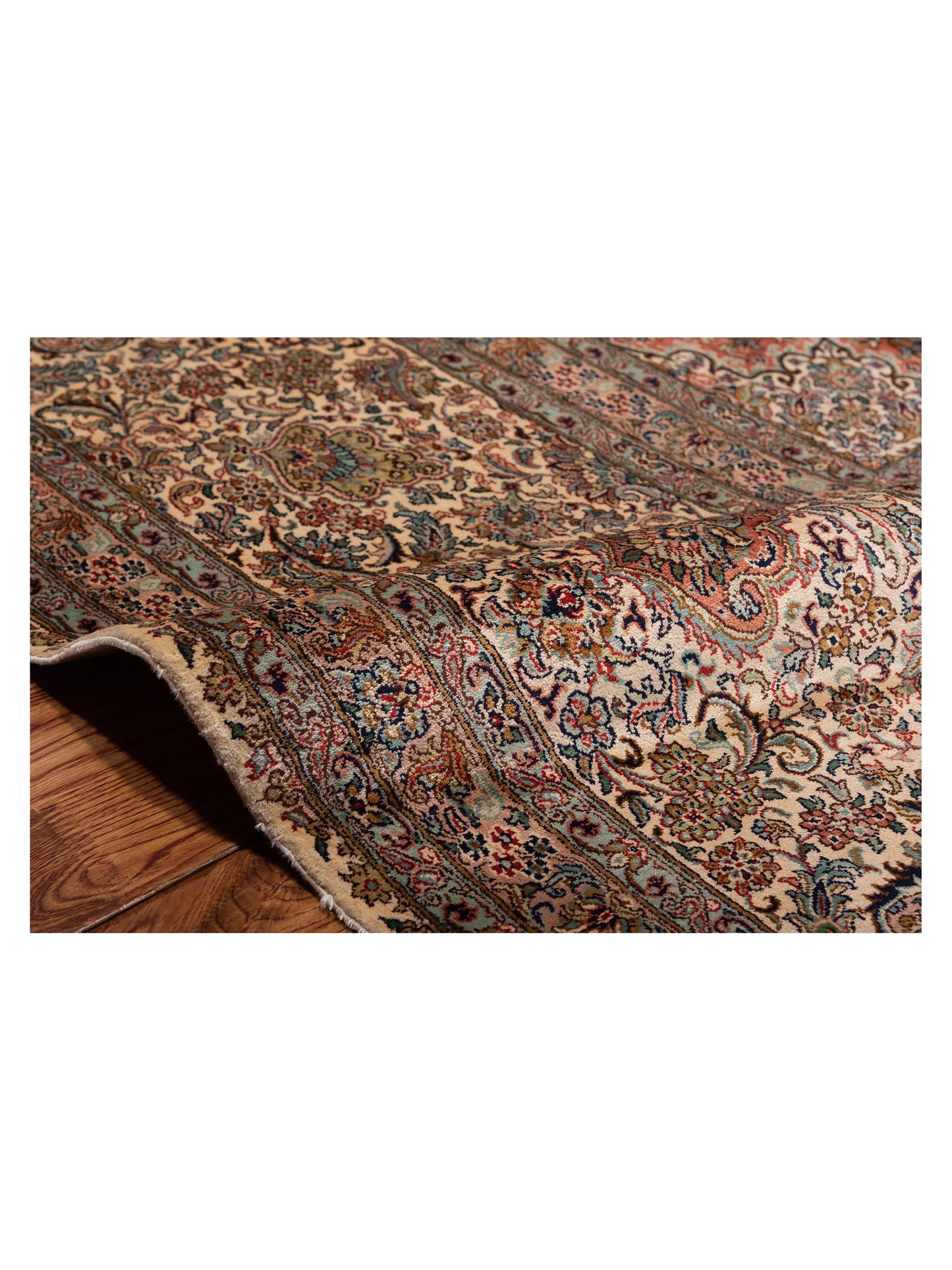 Pure Silk 113229 Ivory Ivory 9.1x12.6 Hand Knotted Rug