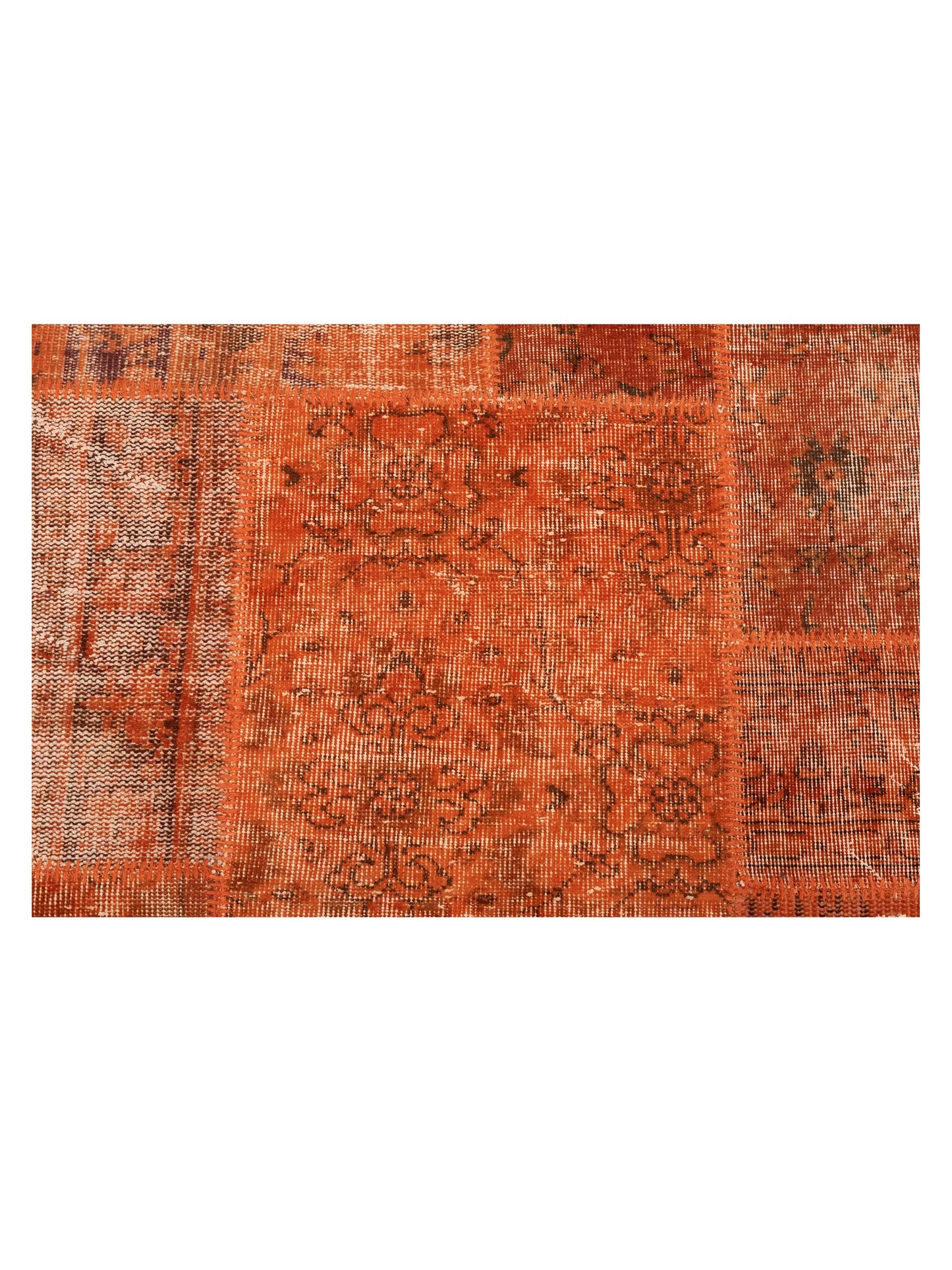 Turkish Vestige Patchwork 111938 Orange 8.2x9.8 Hand Knotted Rug