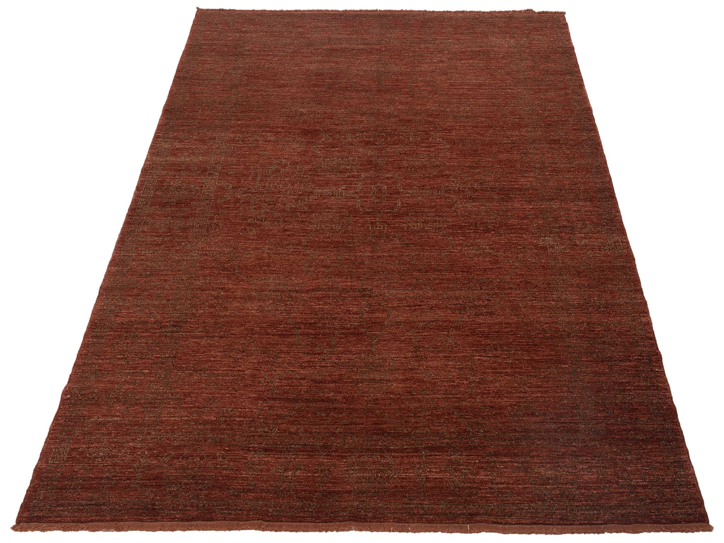Defne Opal Brick Dark Brown 6.9x9.3 Hand Knotted Rug