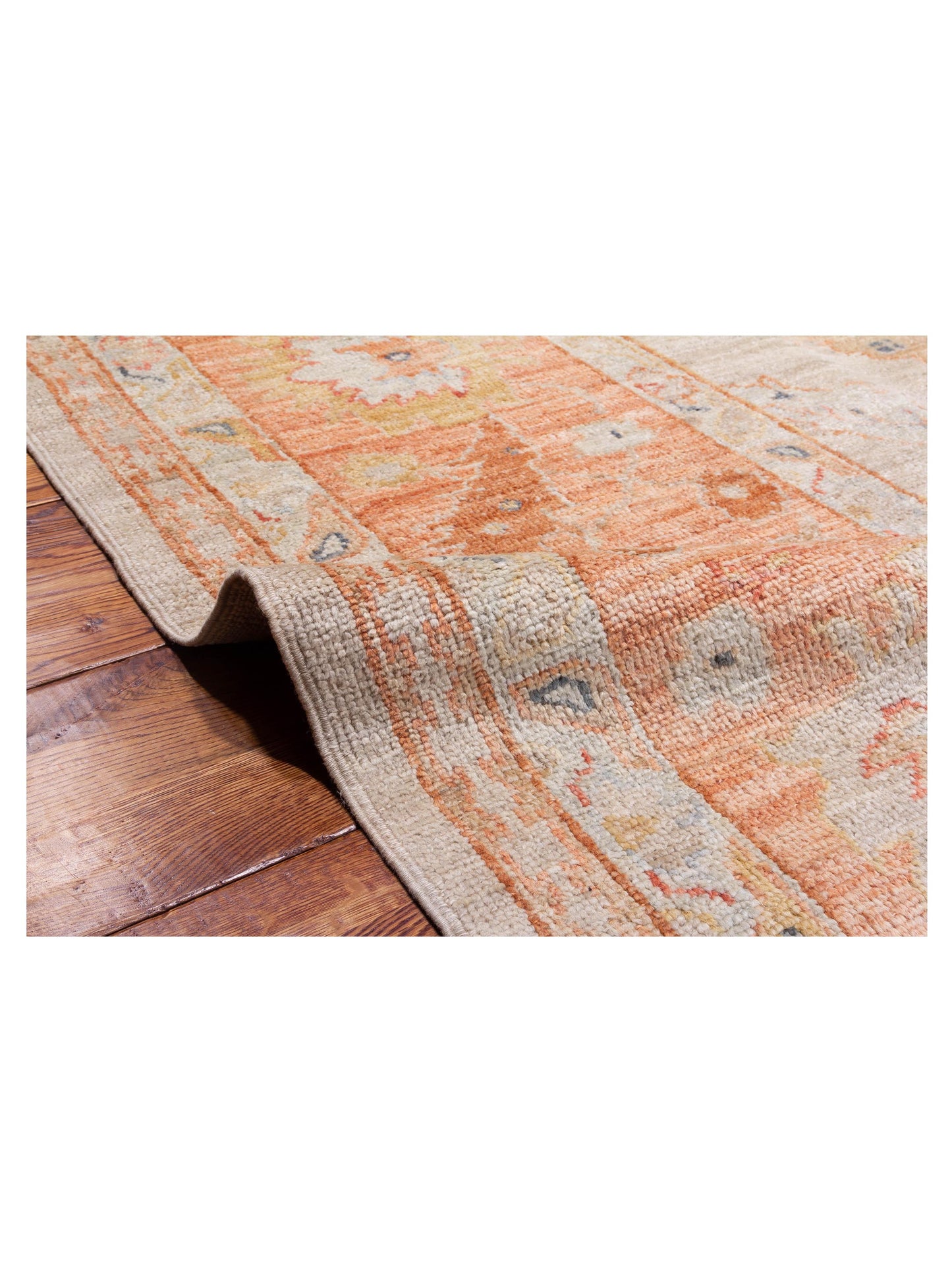 Angora Oushak 148206 Ivory Pink 11.8x14.5 Hand Knotted Rug