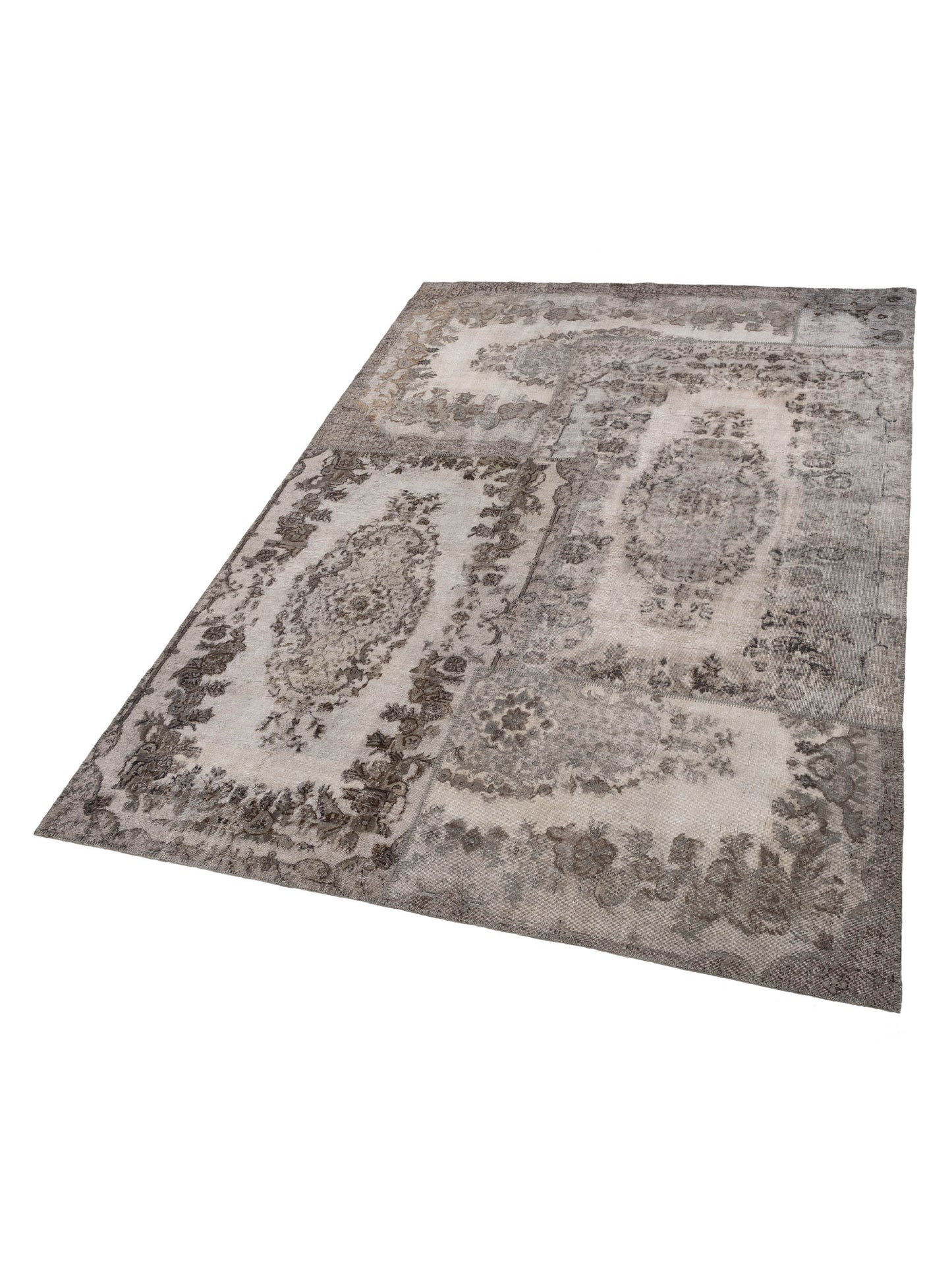 Turkish Vestige Patchwork 130947 Gray 10x13.11 Hand Knotted Rug