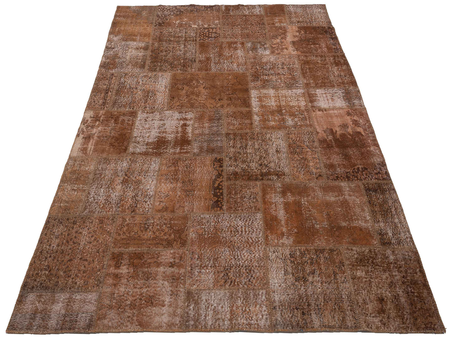 Turkish Vestige Patchwork 142814 Brown 8.3x11.6 Hand Knotted Rug