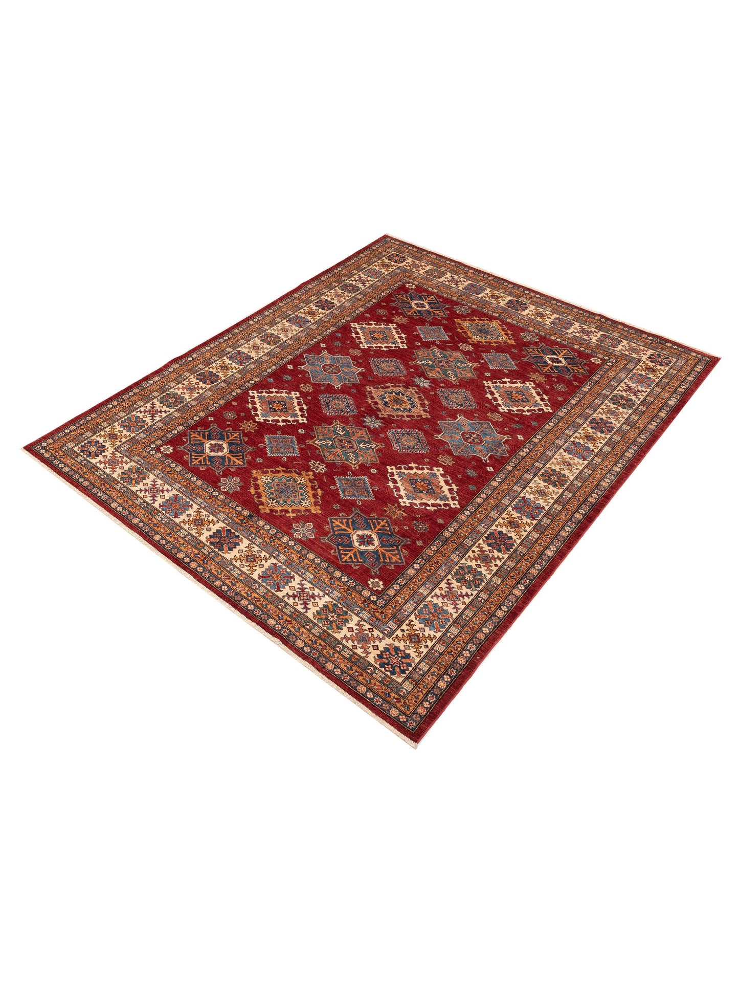 Artisan Kazak 151920 Red Ivory 8x9.8 Hand Knotted Rug