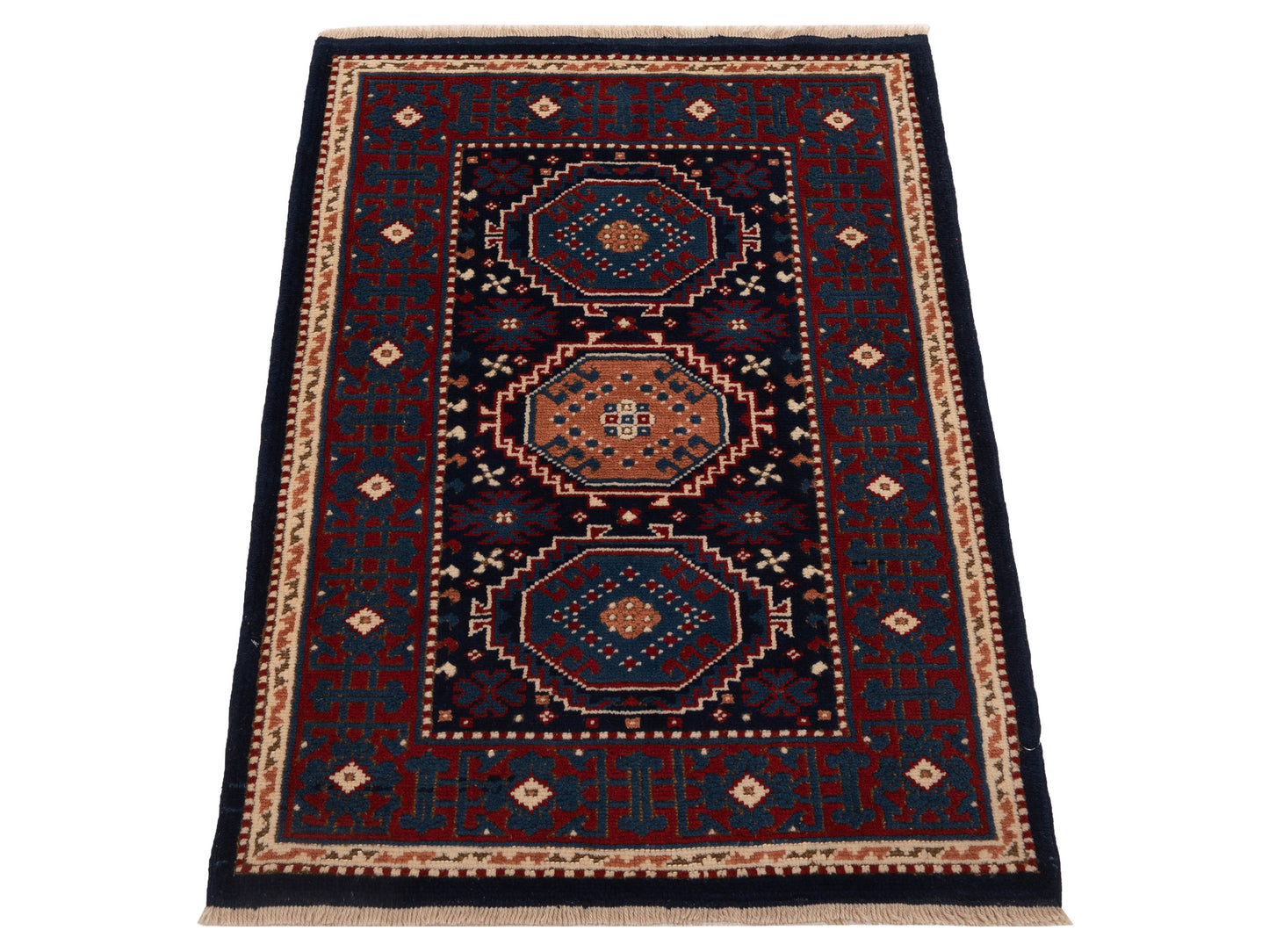 Turkish Shirwan 148373 Navy Blue 3.2x4.4 Hand Knotted Rug
