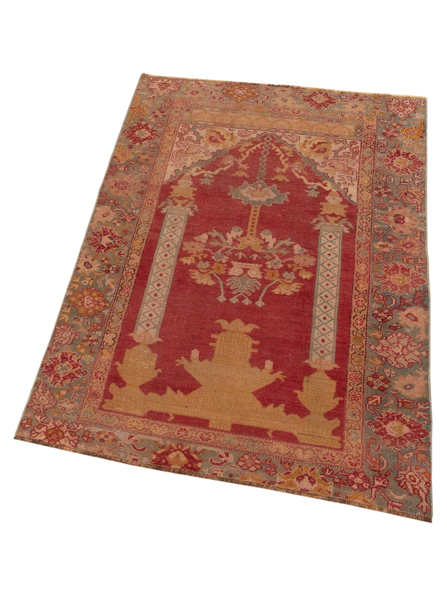 Old Anatolian 146700 Red Sage Green 3.10x5.10 Hand Knotted Rug