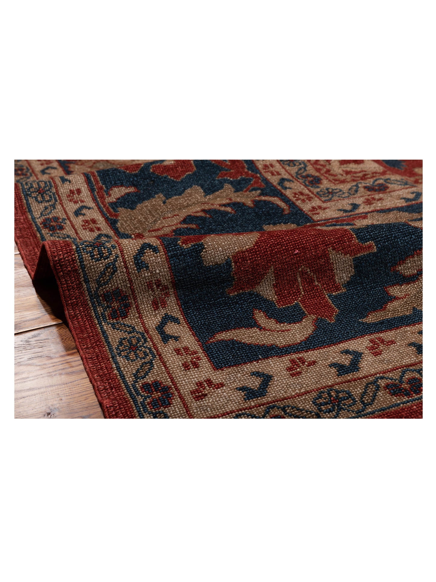 Turkish Elvan 69860 Red Navy 12.2x17.1 Hand Knotted Rug