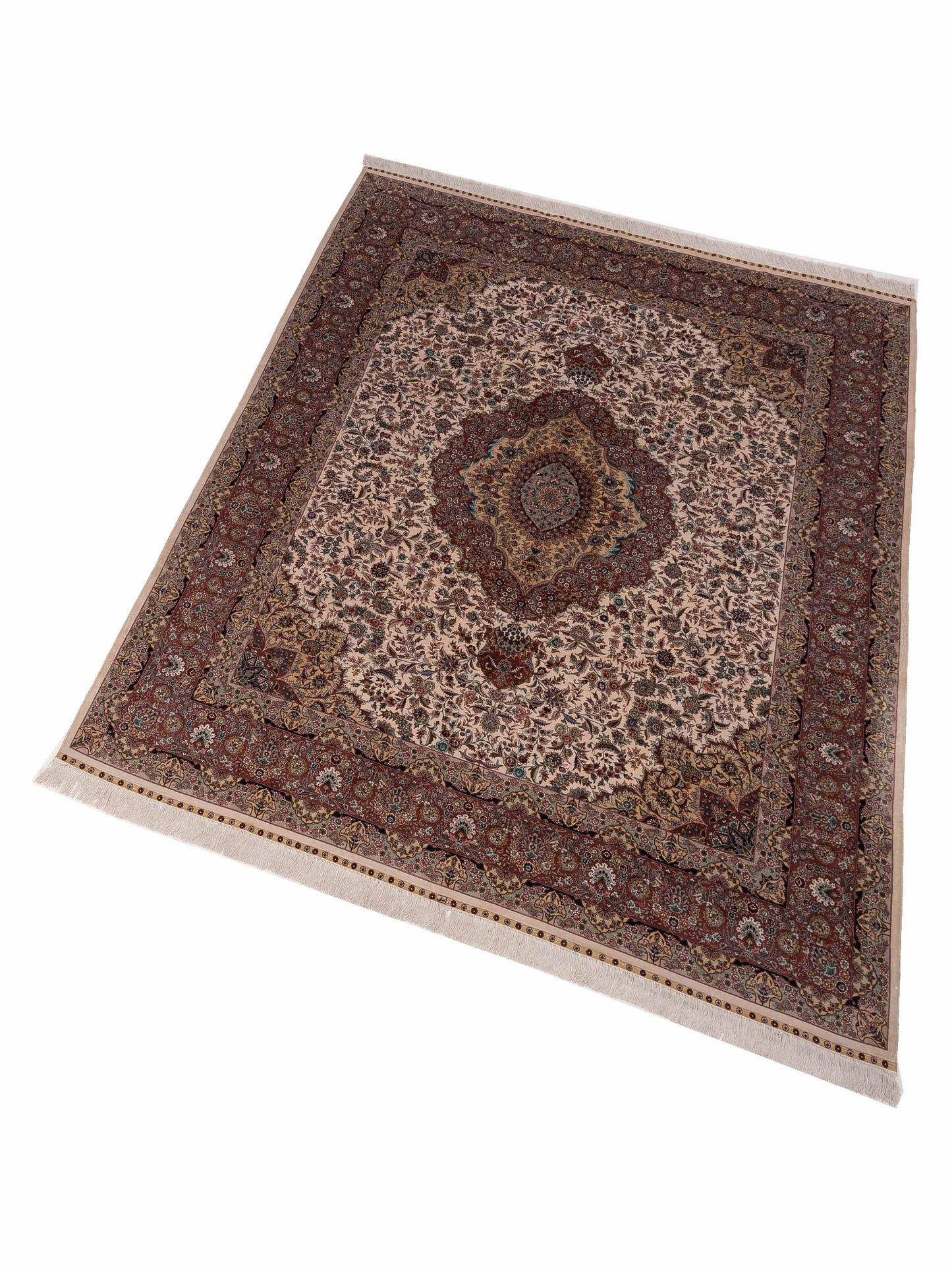 Pure Silk 111474 Ivory Plum 8.2x10 Hand Knotted Rug