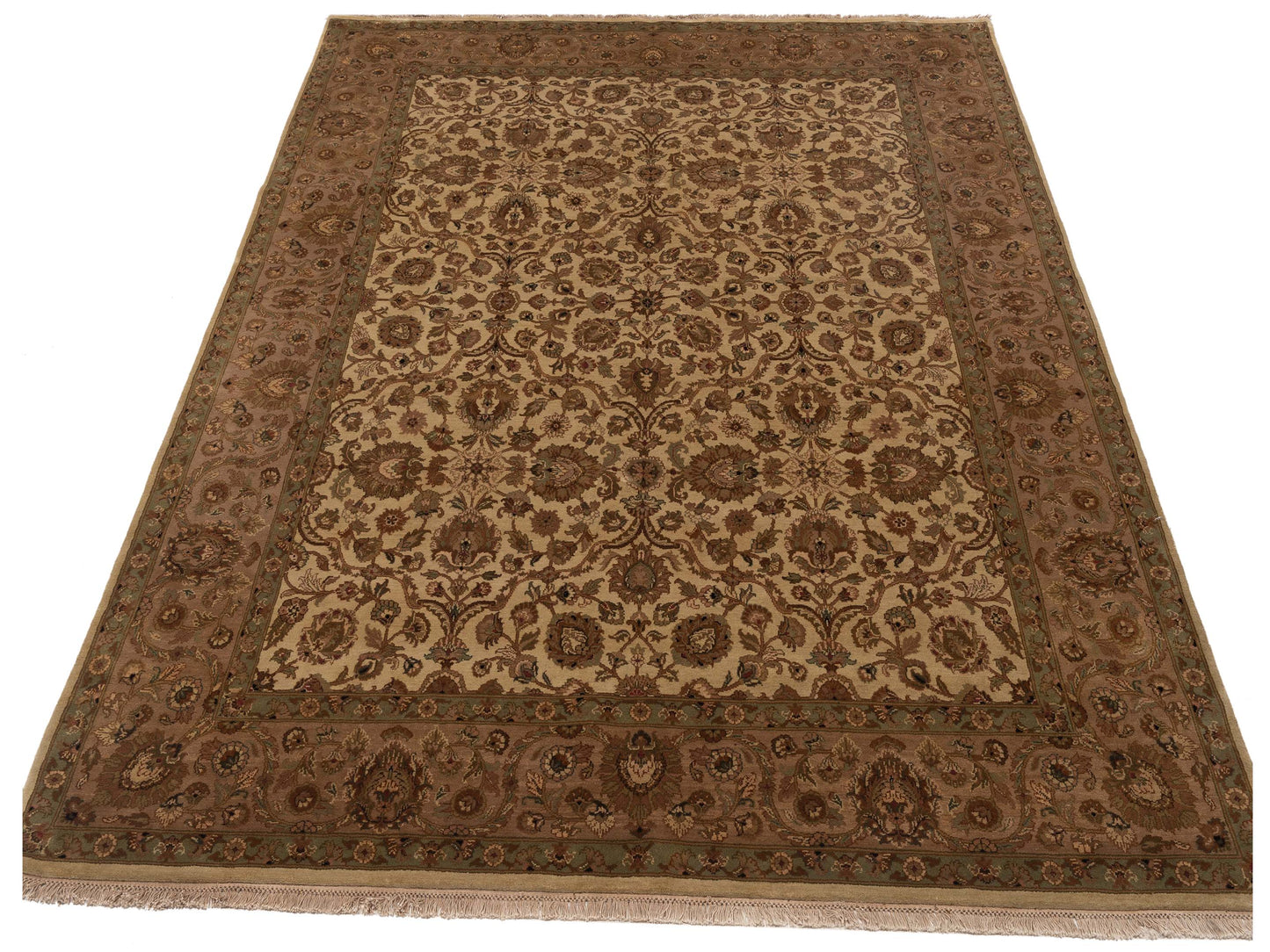 Crown 84578 Ivory Brown 8.2x10.4 Hand Knotted Rug