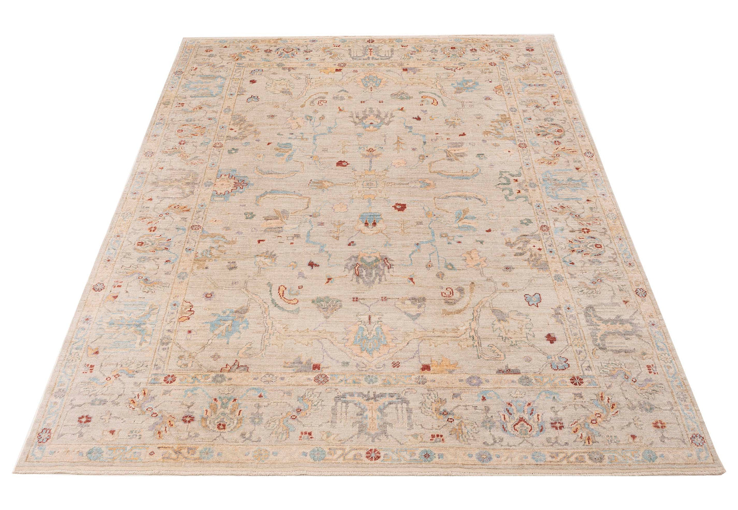 Angora Oushak 154243 Gray Gray 9.4x12.2 Hand Knotted Rug