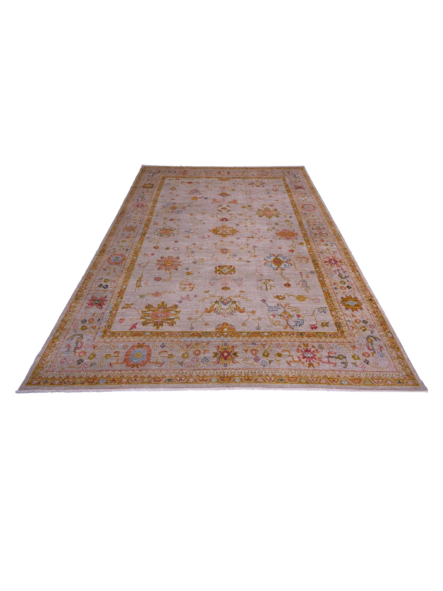 Angora Oushak 146470 Ivory Silver 12x15 Hand Knotted Rug
