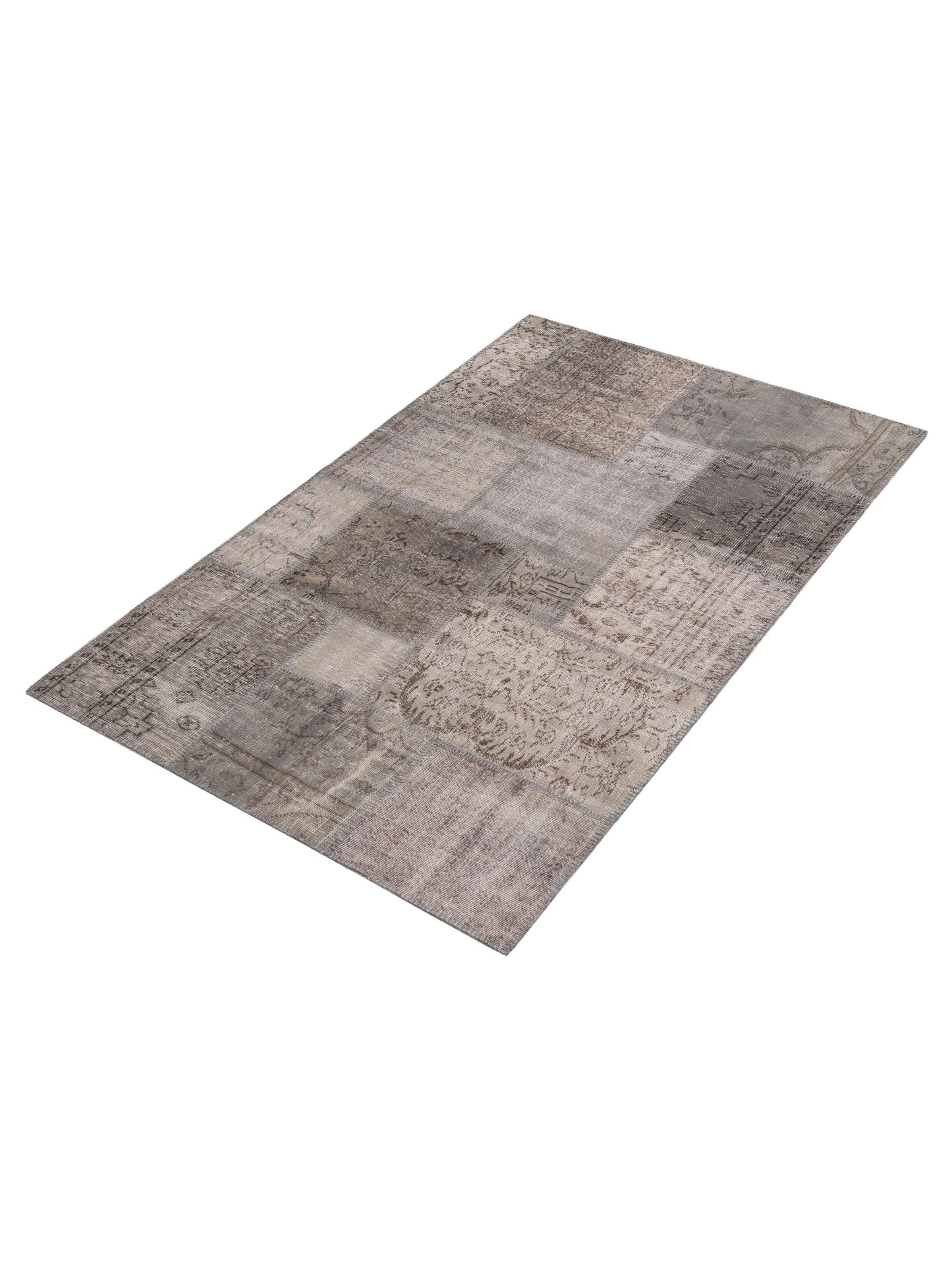 Turkish Vestige Patchwork 128947 Gray 5x8 Hand Knotted Rug