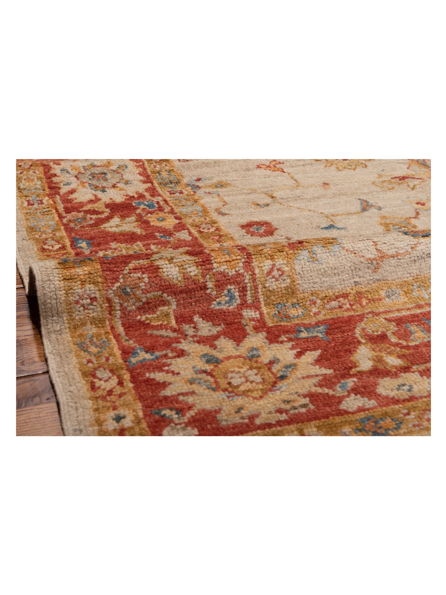 Angora Oushak 128442 Ivory Red 6.2x11.9 Hand Knotted Rug